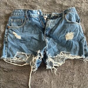 Women's Distressed Denim Shorts - Blue